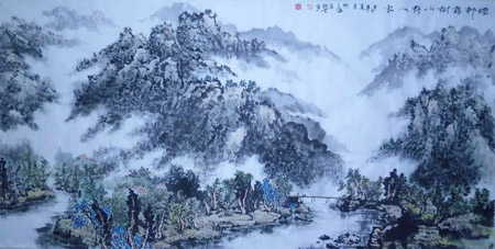 烟邨雾树野人家68cmx136cm