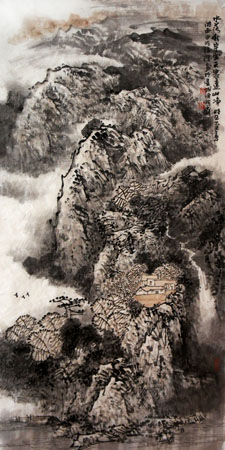 《水落秋宇空 》 136x68厘米