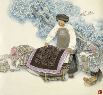 《望月》 67×67厘米