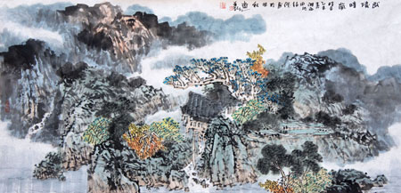 《武陵晴岚 》 136x68厘米