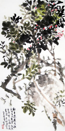 道金平作品《春木载荣》68X138CM 2015年