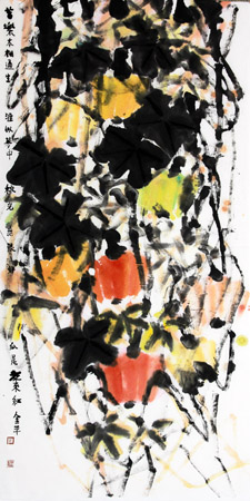 道金平作品《瓜是老来红》68X138CM 2014年