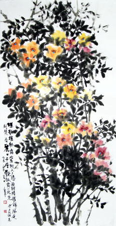 道金平作品《丽日千层艳》68X138CM 2015年