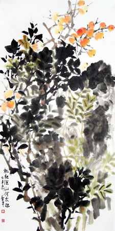 道金平作品《枇杷深山何太拙》68X138CM 2015年