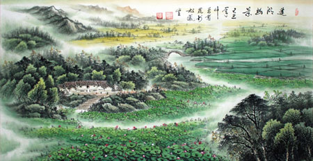 莲湖幽景（四尺）