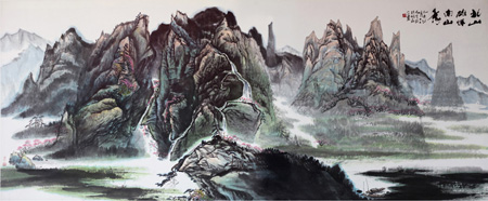 北山雄浑南山秀360cmx150cm