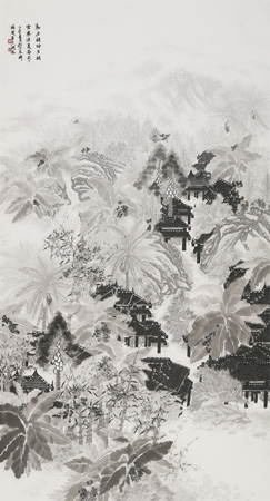 勐仑镇哈尼族古寨深夏图198cm×98cm