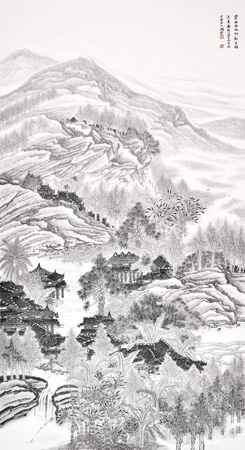 云南西双版纳勐仑镇深夏图198cm×98cm