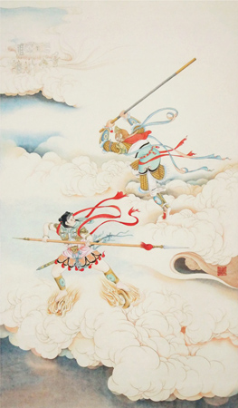 《闹天宫组画之一战太子》