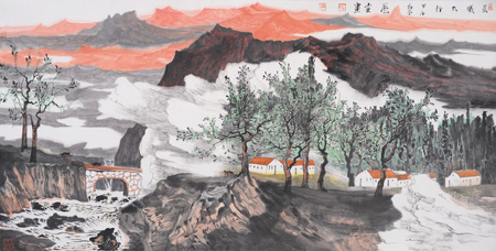 孙小东作品2 晨曦太行136X69CM