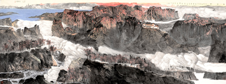 孙小东作品3 太行红之一555x206cm