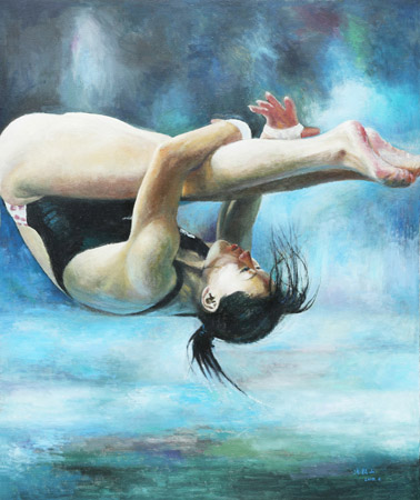 《跳水皇后—伏明霞》120x100cm 2015年6月