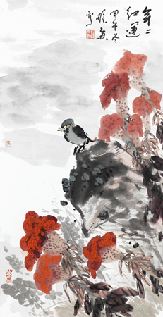 仇振霖作品1 年年红运34x68cm