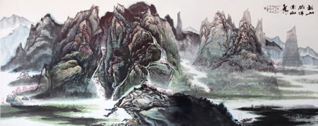 北山雄浑南山秀360cmx150cm