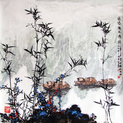 陶政德作品3 悠悠漓水情 68×68cm