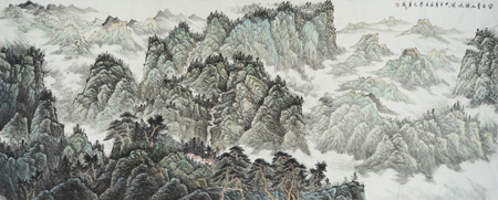 家在青山绿水间、尺寸367cmx97cm