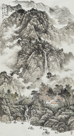 烟云锁秋山、尺寸180cmx97cn