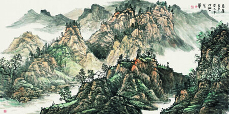 秦岭早春、尺寸136cmx68cm