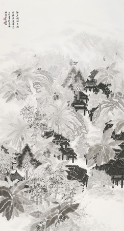 勐仑镇哈尼族古寨深夏图198cm×98cm