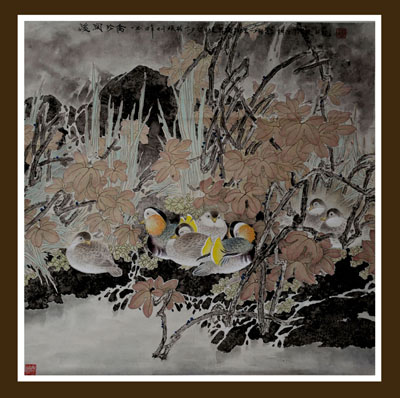 《溪间珍禽》90cmX90cm