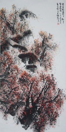 好是经霜叶红于带露花136x68cm