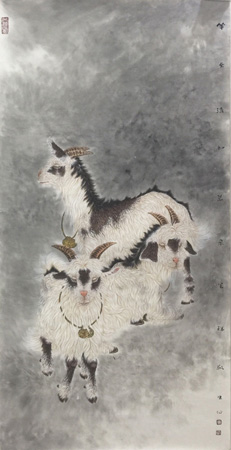 王敬生作品3 羊至清和 136X68cm
