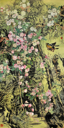 鸟鸣山更幽70x138cm