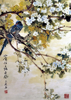 山禽枝上踏春风68x48cm