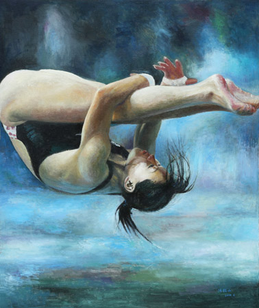 《跳水皇后—伏明霞》120x100cm 2015年6月