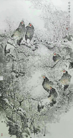 叶思裕作品4 《珍禽迎瑞雪》 六尺