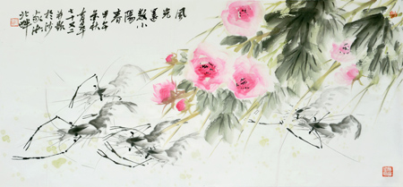 芙蓉墨虾96x45cm