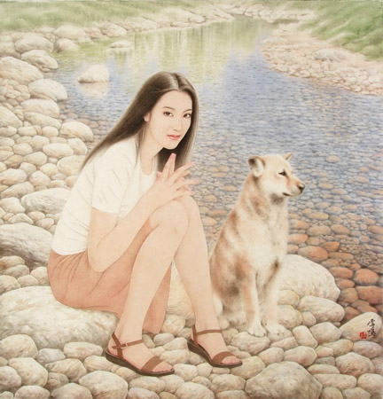 涓涓溪水 91x93cm