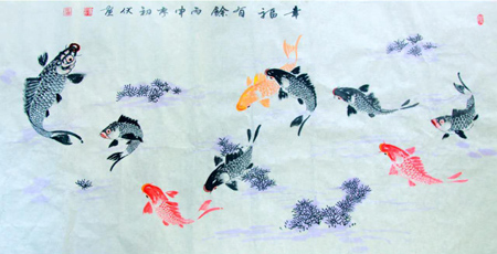 九鱼图 长一尺四寸五 高二尺一寸 九鱼图 长一尺四寸五 高二尺一寸