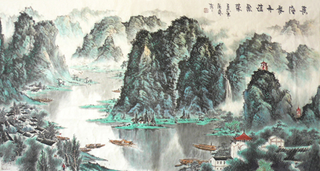 万壑飞舟蕴繁荣180x98cm