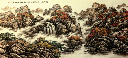 满山红叶照金秋180cmx97cm