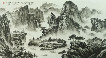 峡江春水荡碧波240cmx120cm