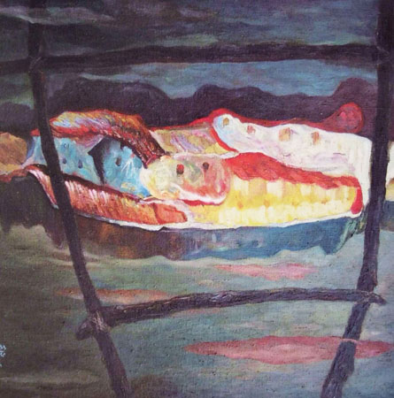 世界独创旋转油画（父子情）85·85cm1998年 此画旋转欣赏可出现四幅不同画面，属世界画界绝品。_看图王