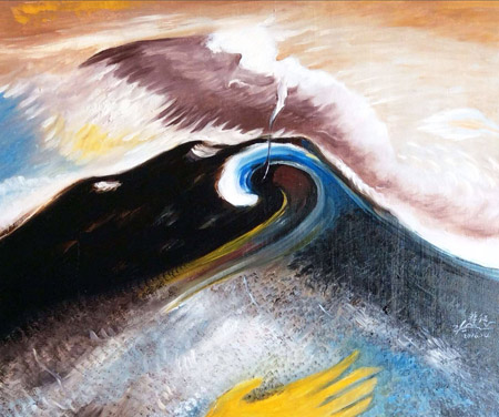 油画（手护山灵）50·60cm2016年_看图王