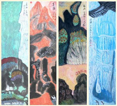 6.拓彩画 春夏秋冬四条屏