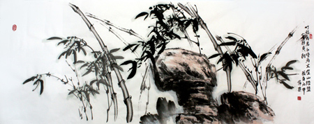 《墨竹》2 70x180cm