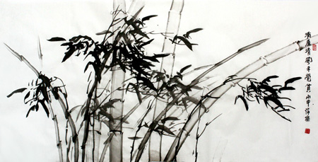 《墨竹》3 68x136cm