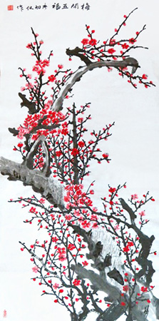 梅花高四尺一寸 宽二尺一寸