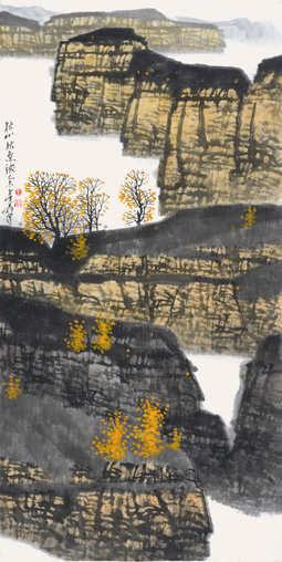 秋山秋意浓（136×68cm）2015年