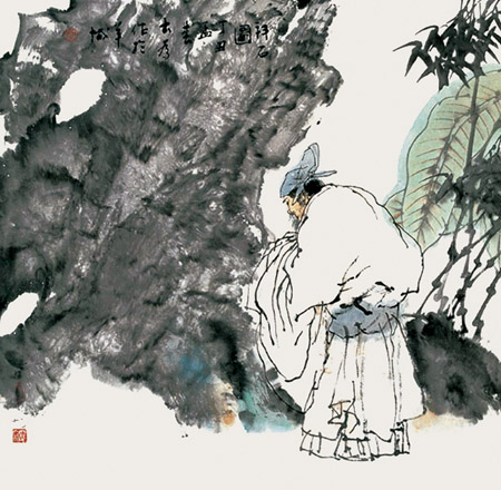 刘大为作品：拜石图