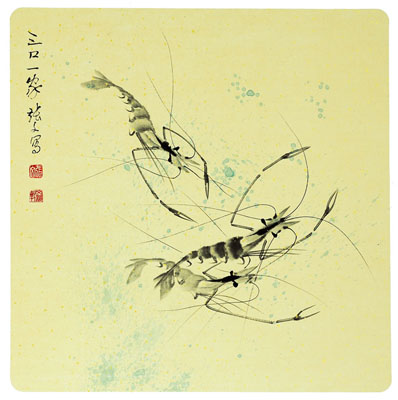 《三口一家》68×68cm
