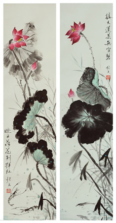 《映日荷花别样红》140×68cm
