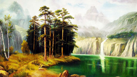 《湖光山色》87×136cm 2016年 《湖光山色》87×136cm 2016年