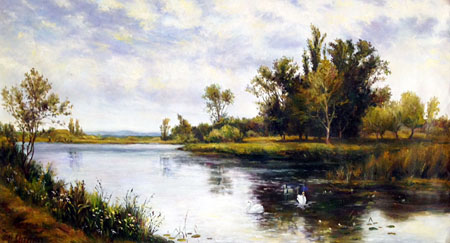 《秋水祥云》 68×95cm 2016年 《秋水祥云》 68×95cm 2016年