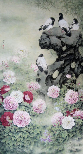 陈保立作品1《富贵和平》规格：93×180cm 作于 2015年