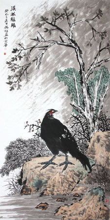 《溪林听风 》规格：248×125cm